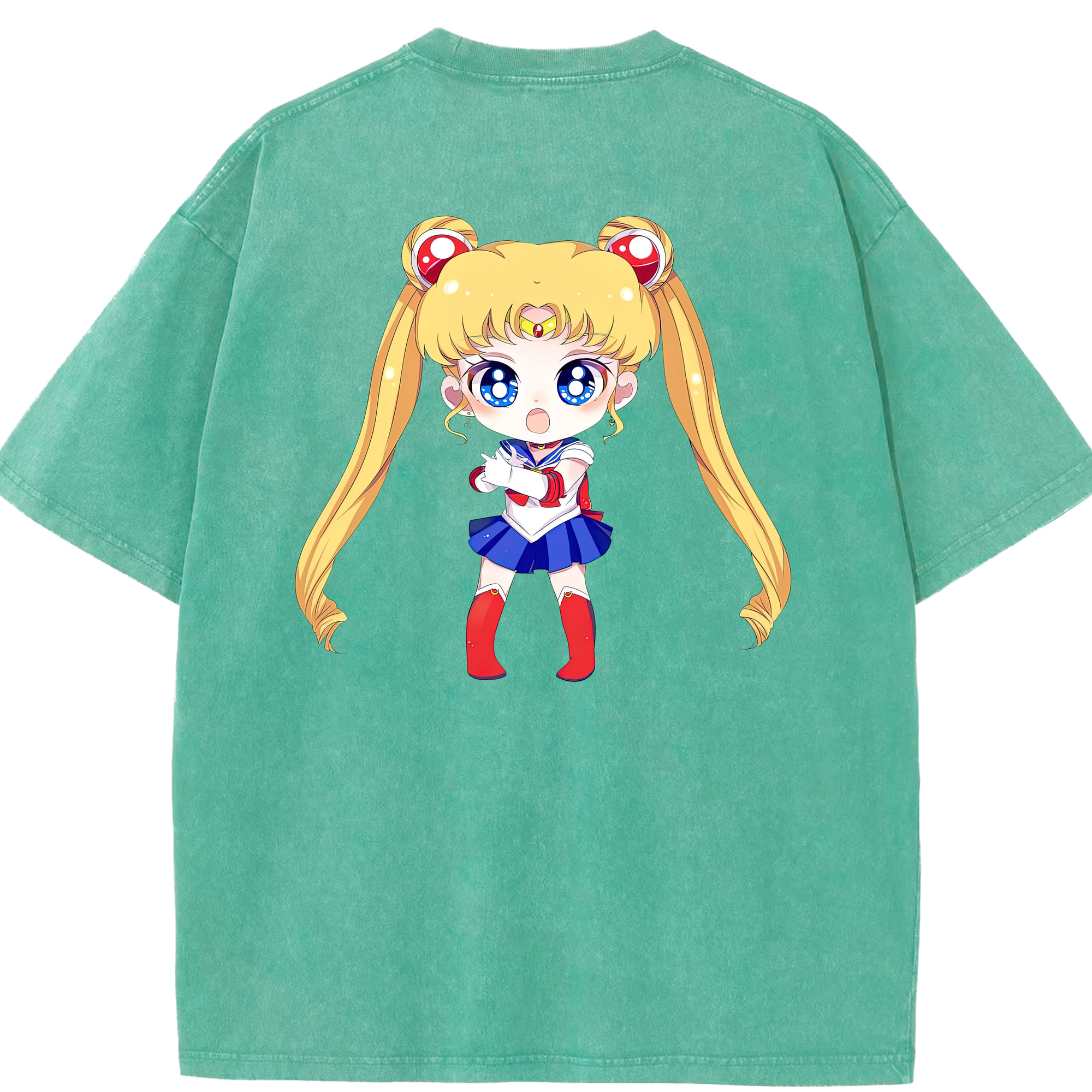 （画像用） 美少女戦士セーラームーン 月野 うさぎ つきの うさぎ Sailor Moon Tsukino Usagi 綿100% ヴィンテージ風 半袖Tシャツ（背面プリント）